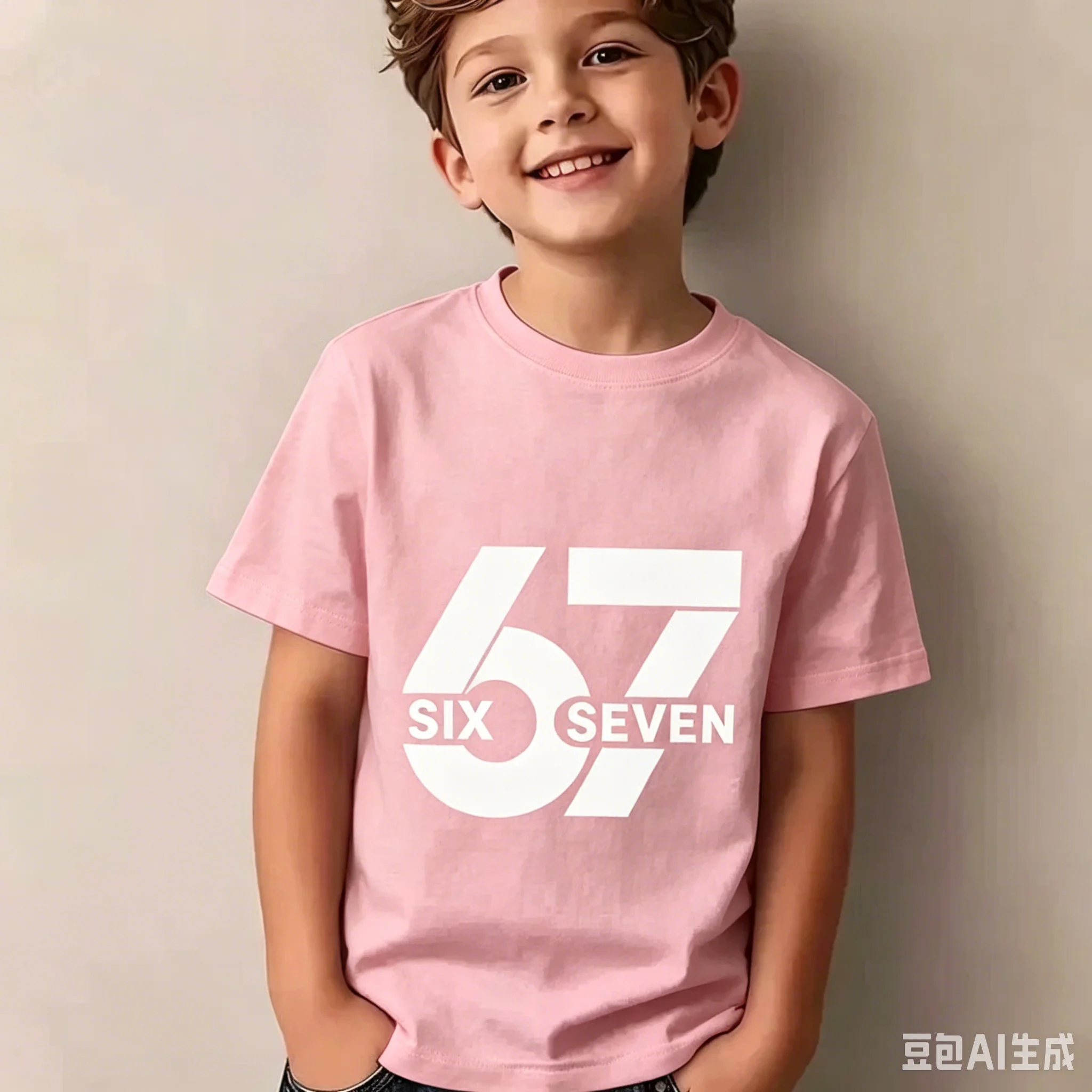 67 Pixel Cartoon-Charakter Baumwoll-T-Shirt, Jungen Mädchen Harajuku Streetwear Print Kurzarm-T-Shirt, Trendiges Lässiges Kinder-Oberteil – Detail 8
