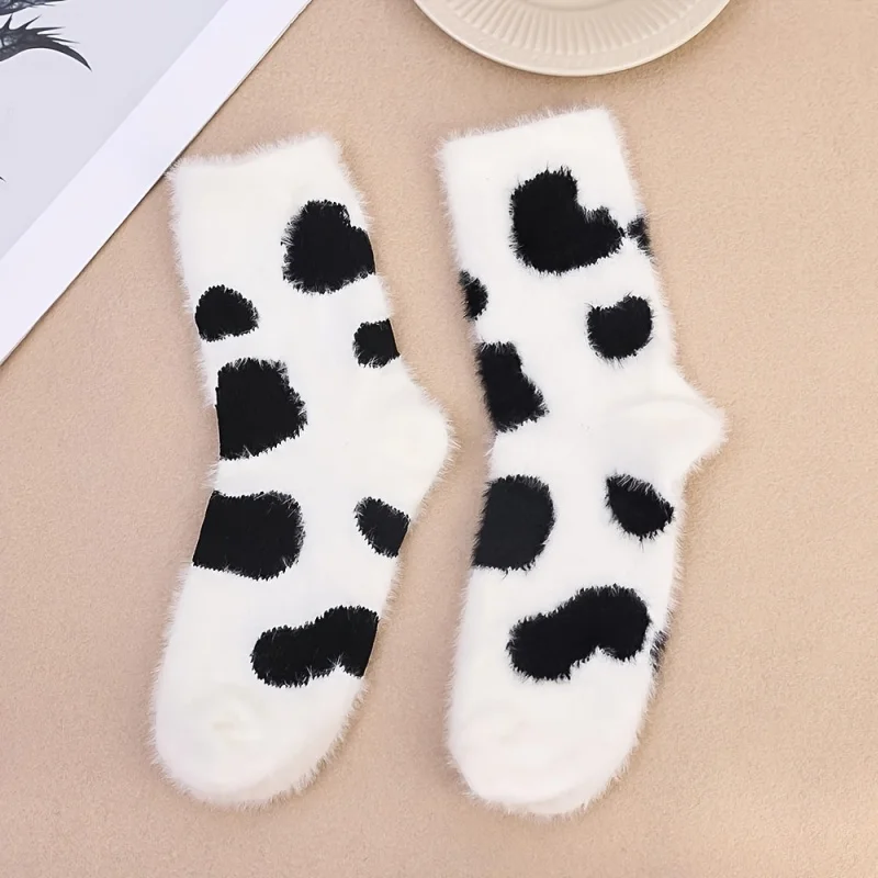 Autumn and Winter Style Milk Point Fuzzy Socks, Thickened Inner Lining for Warmth, Cute Family Warm Socks view 6