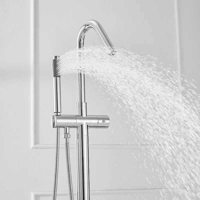 موضة الطابق الدائمة صنابير حوض الاستحمام النحاس الكروم الفضة دش صنبور مجموعة واحدة يده دش صنبور صنبور حوض خلاط 215