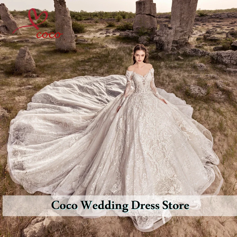 Роскошное бальное платье по индивидуальному заказу, свадебное платье, милое платье с длинным рукавом, королевский шлейф, вечерние платья принцессы для невесты, Vestido de Noiva