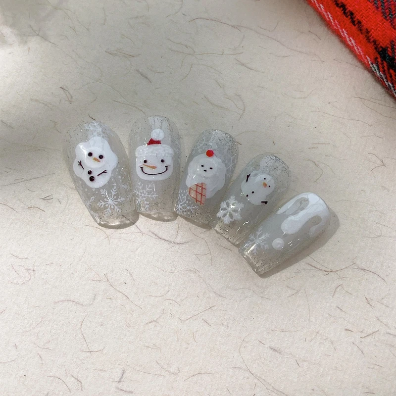 1pcs Embossed Christmas Nail Decal Ice Cream Cone Snowflake Adorable Backing Adhesive Nail Sticker Suitable for All Nail Shapes