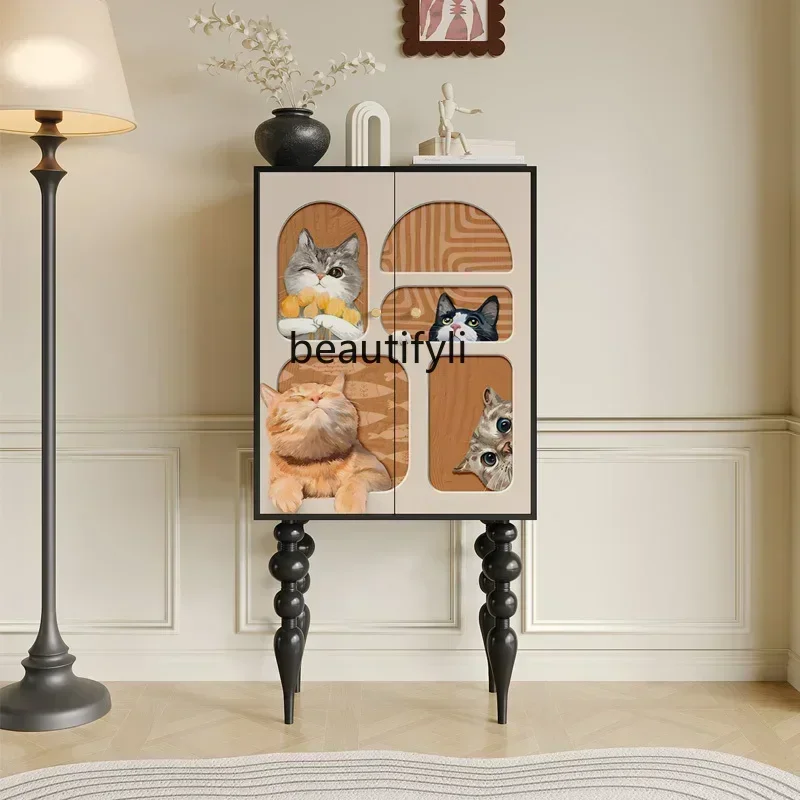 M182  French solid wood chest of cabinets living room storage animal storage cabinet multi-functional simple modern high-leg