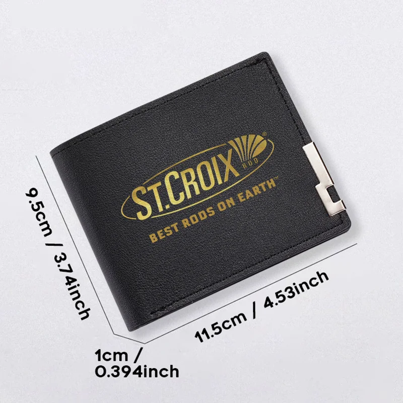 ST CROIX PU LEATHER BIFOLD WALLET MENS DESIGN SLIM DURÁVEL LIGHTWEIGHT BUSINESS STYLE COM IMPRESS DE LOGOTIPO DE OURO