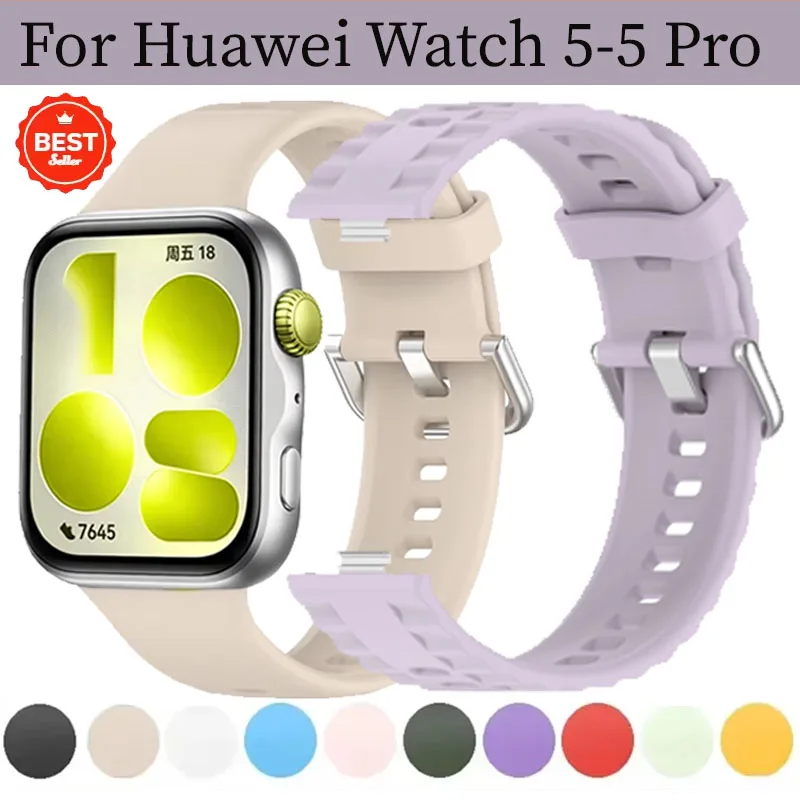 Correa de silicona oficial para Huawei Watch 5-4 Pro, pulsera inteligente para Huawei Watch Fit 5/4/3, pulsera de repuesto de alta gama de lujo