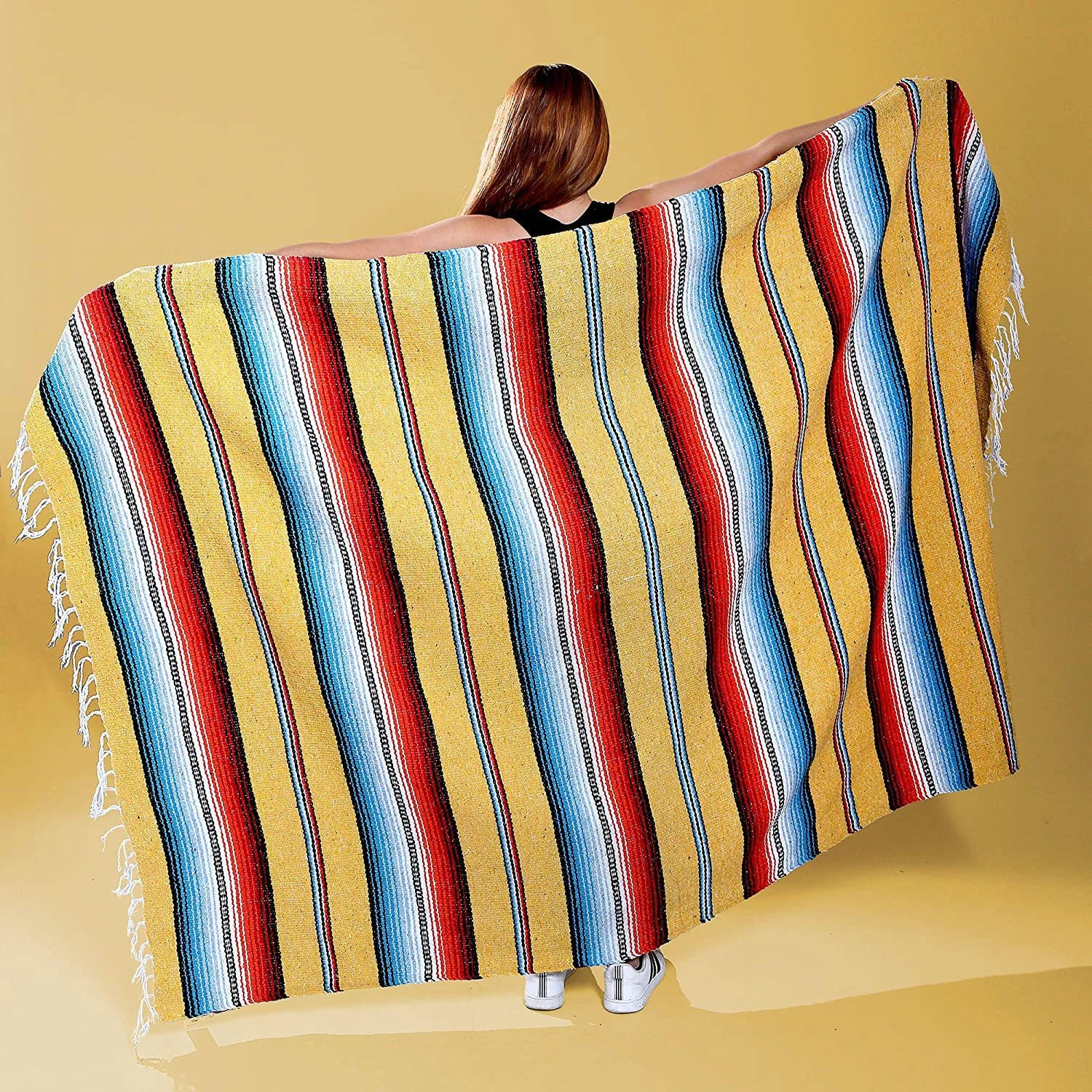 Mexican Woven Jacquard Blanket - Outdoor Sofa Beach Picnic Travel Blanket Multifunctional Mexican Tablecloth Style Home Decor Bl
