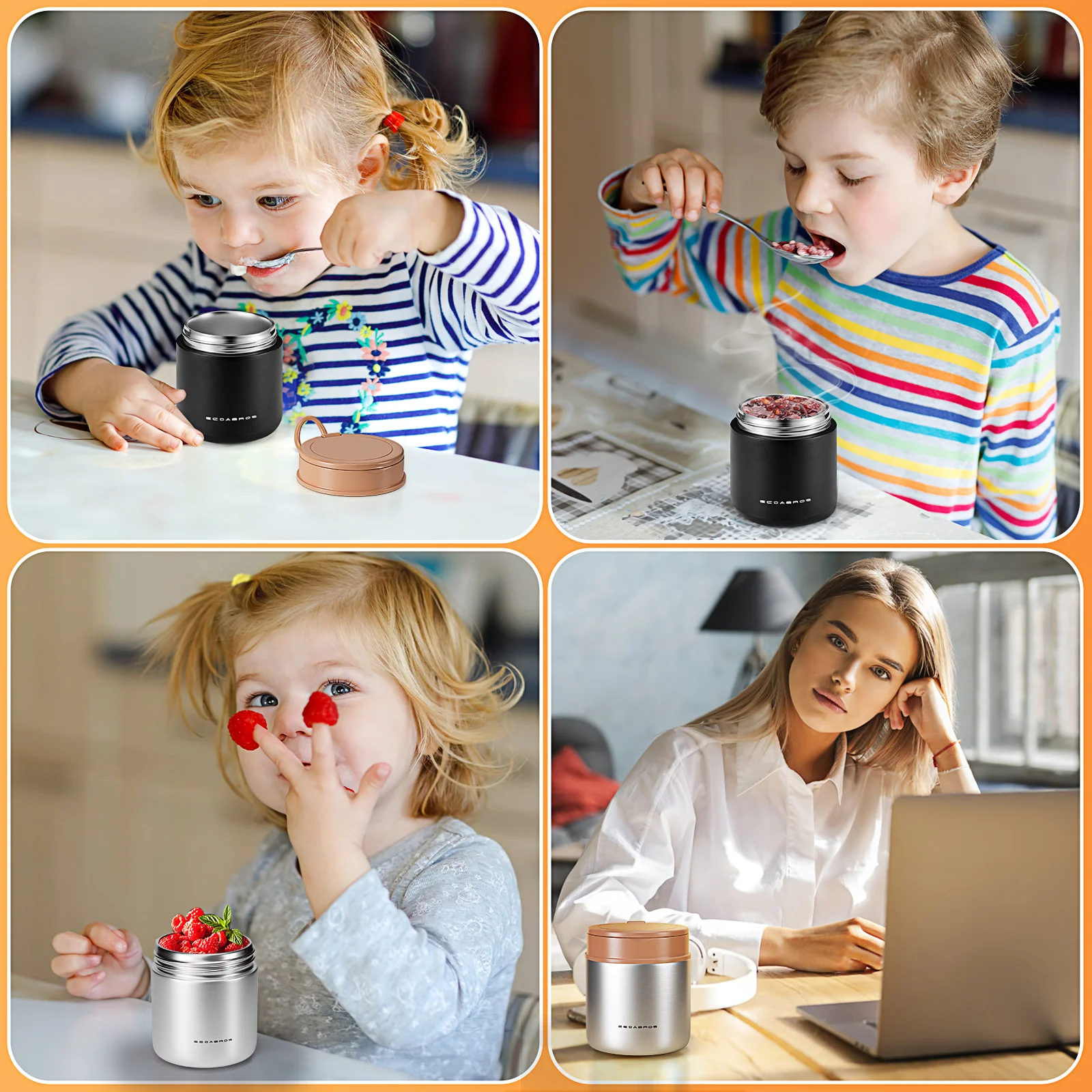 15.2oz Insulated Kids Thermo Jar – Stainless Steel Hot & Cold Lunch Container with Handle and Spoon, Leakproof Wide Mouth Toddle view 6