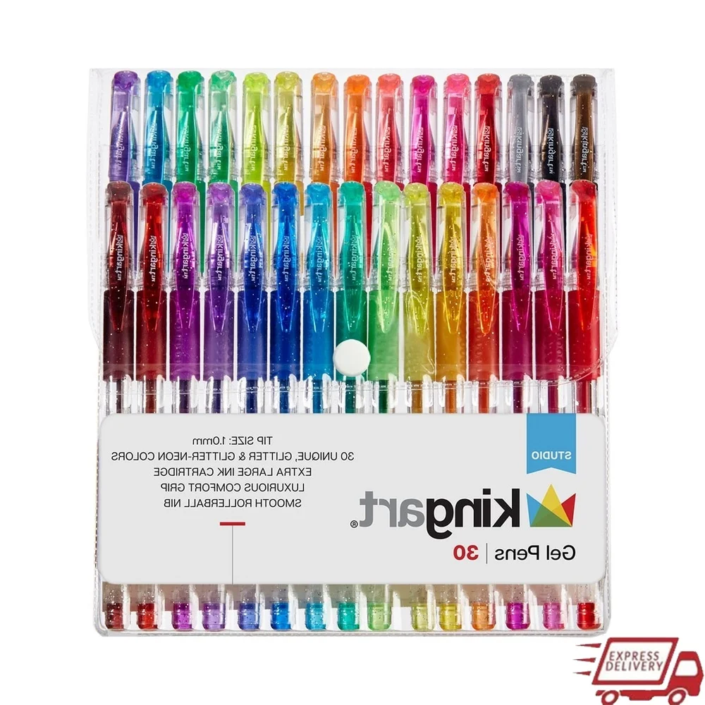 

30 Glitter Gel Pens Soft Grip Fine Point Non-Toxic Smooth Writing Acid Free Art Supplies Mandalas Coloring and Drawing