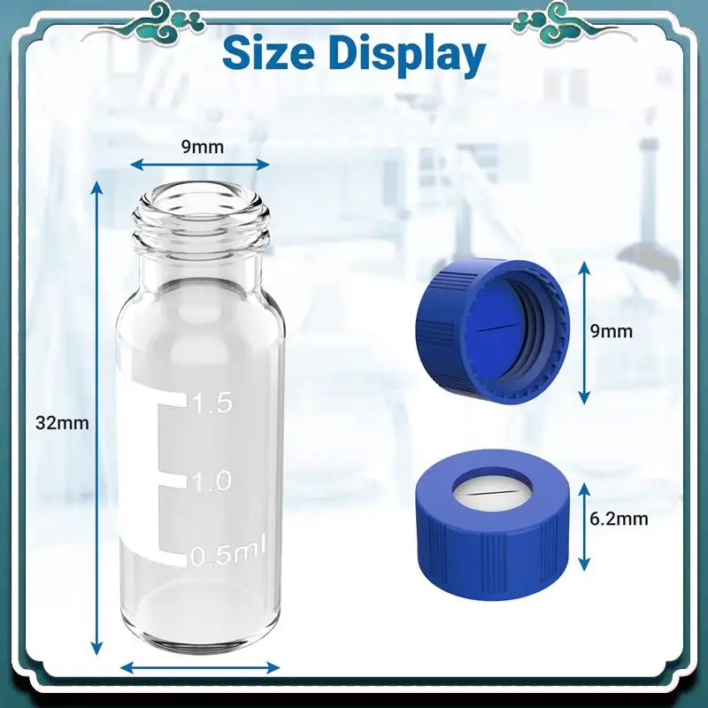 عبوة قوارير أوتوماتيكية 2 مل سهلة الاستخدام مكونة من 100 قوارير HPLC 9-425 مع أغطية لولبية زرقاء