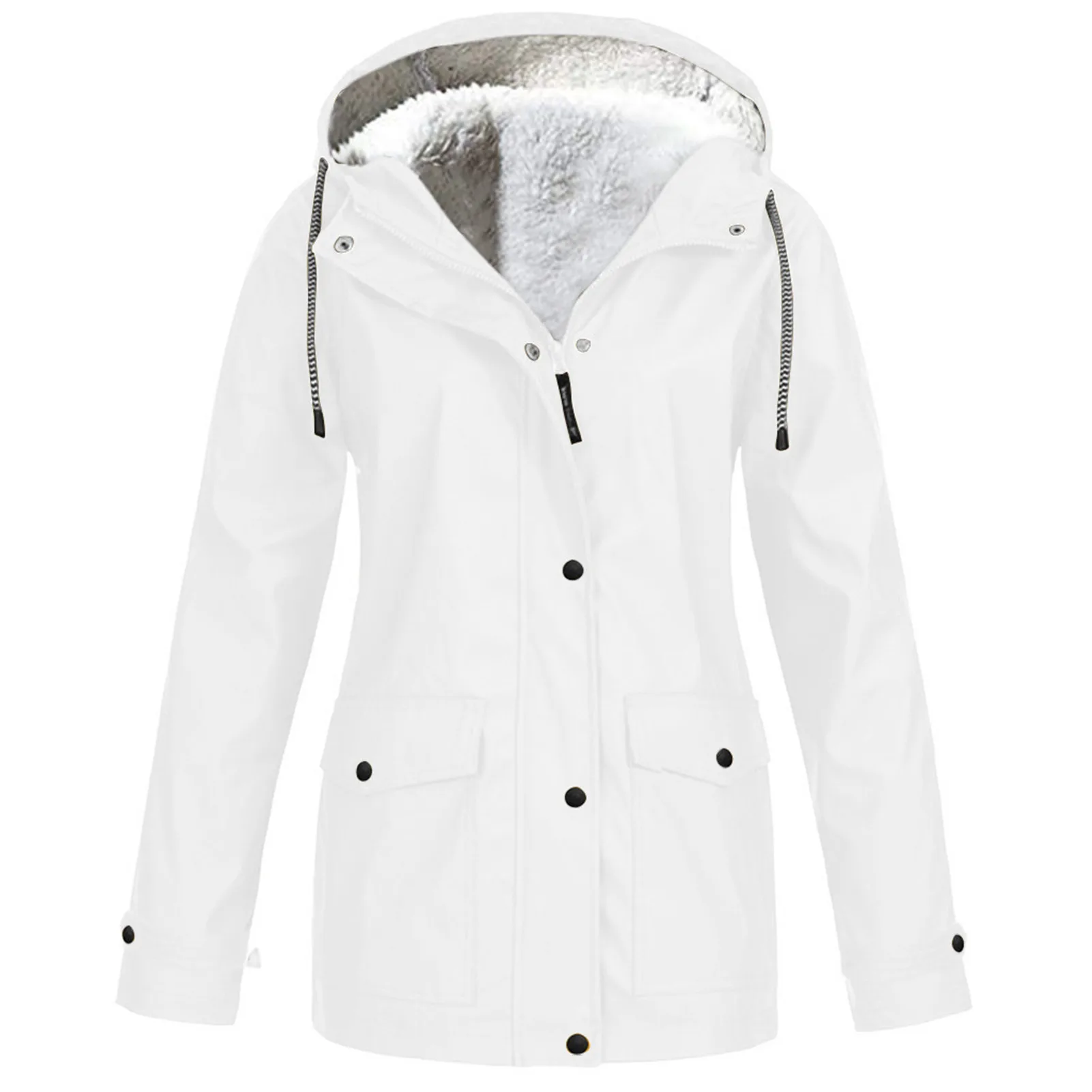 Ladies Autumn And Winter Jacket Buttons And Zipper Front Buttons Waterproof Overcoat For Winter Outdoor