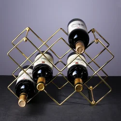 Modern Metal Hexagon Wine Rack 10 Bottle Beehive Tabletop Grid Wine Holder Display for Home Decor