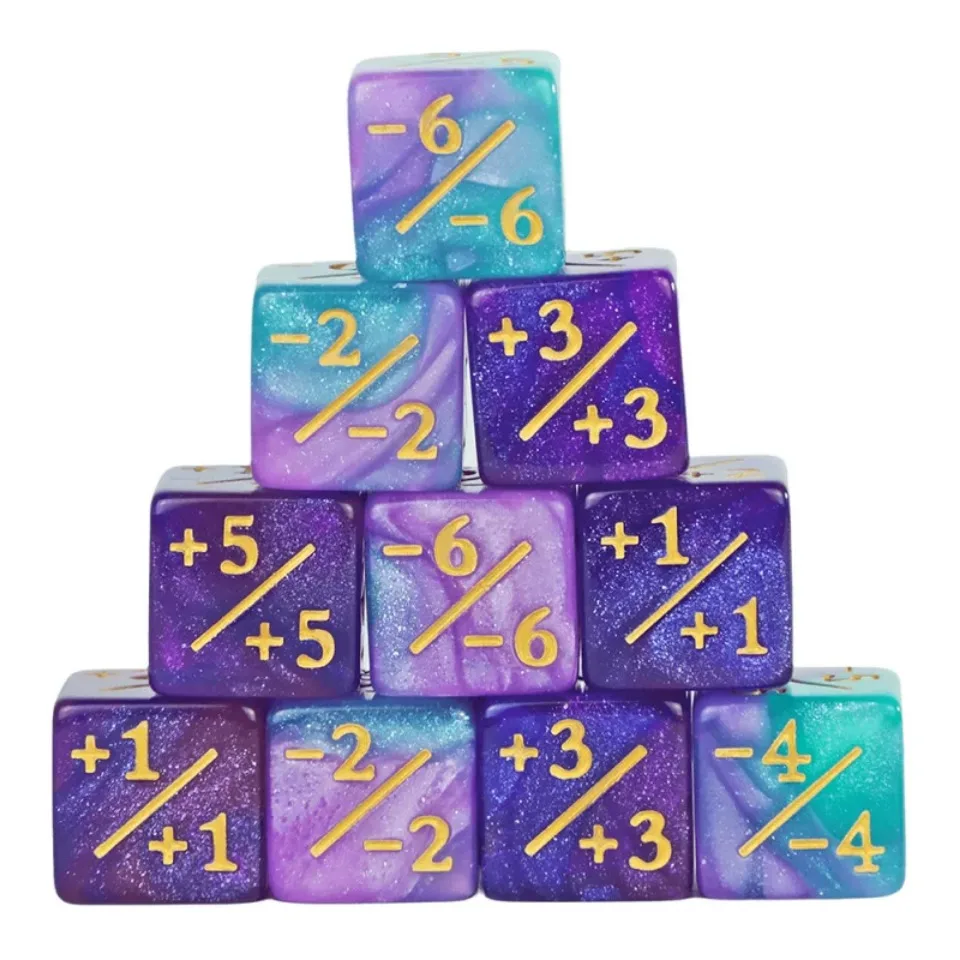 Set di dadi a sei facce Contatori D6 1/ 1 e -1/-1 Set di 10 dadi per l'insegnamento della matematica, giocattoli aritmetici per bambini, accessori per giochi di carte