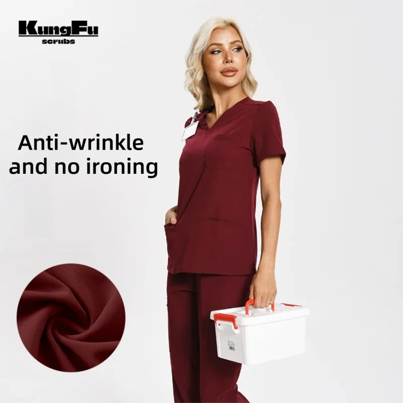 kungfu-scrubs-ensemble-d'uniformes-medicaux-pour-femmes-haut-a-col-en-v-et-pantalon-ultra-doux-respirant-impermeable-vetements-de-travail-pour-estheticiennes