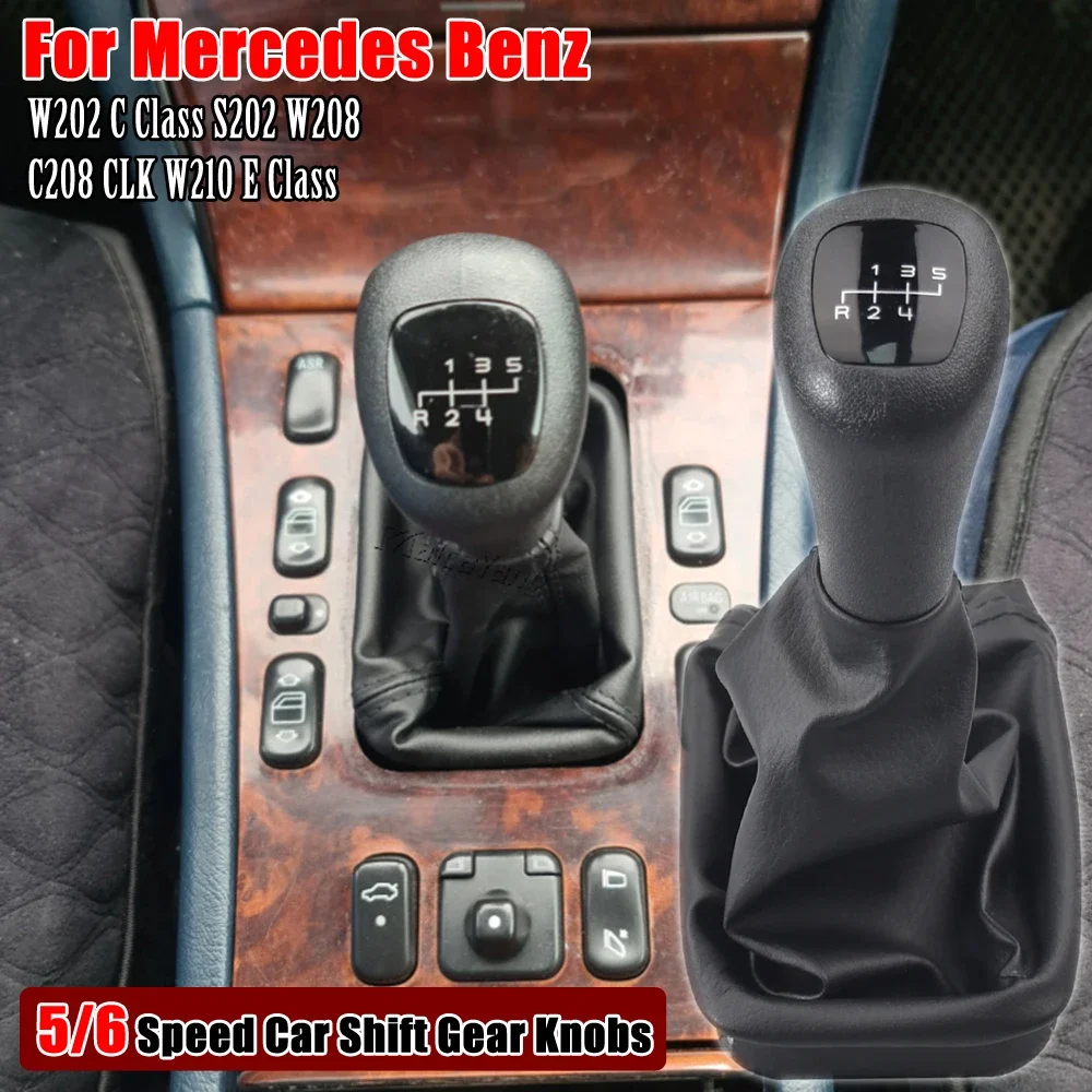 High quality Manual 5 6 Speed Gear Shift Knob Lever Handle For Mercedes Benz W202 C Class S202 W208 C208 CLK W210 E car-styling