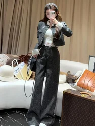Spring 2026 New Style Short Coat High Waist Straight Leg Pants Women's Fashion Set Casual Leisure Windbreaker Suit Outfit