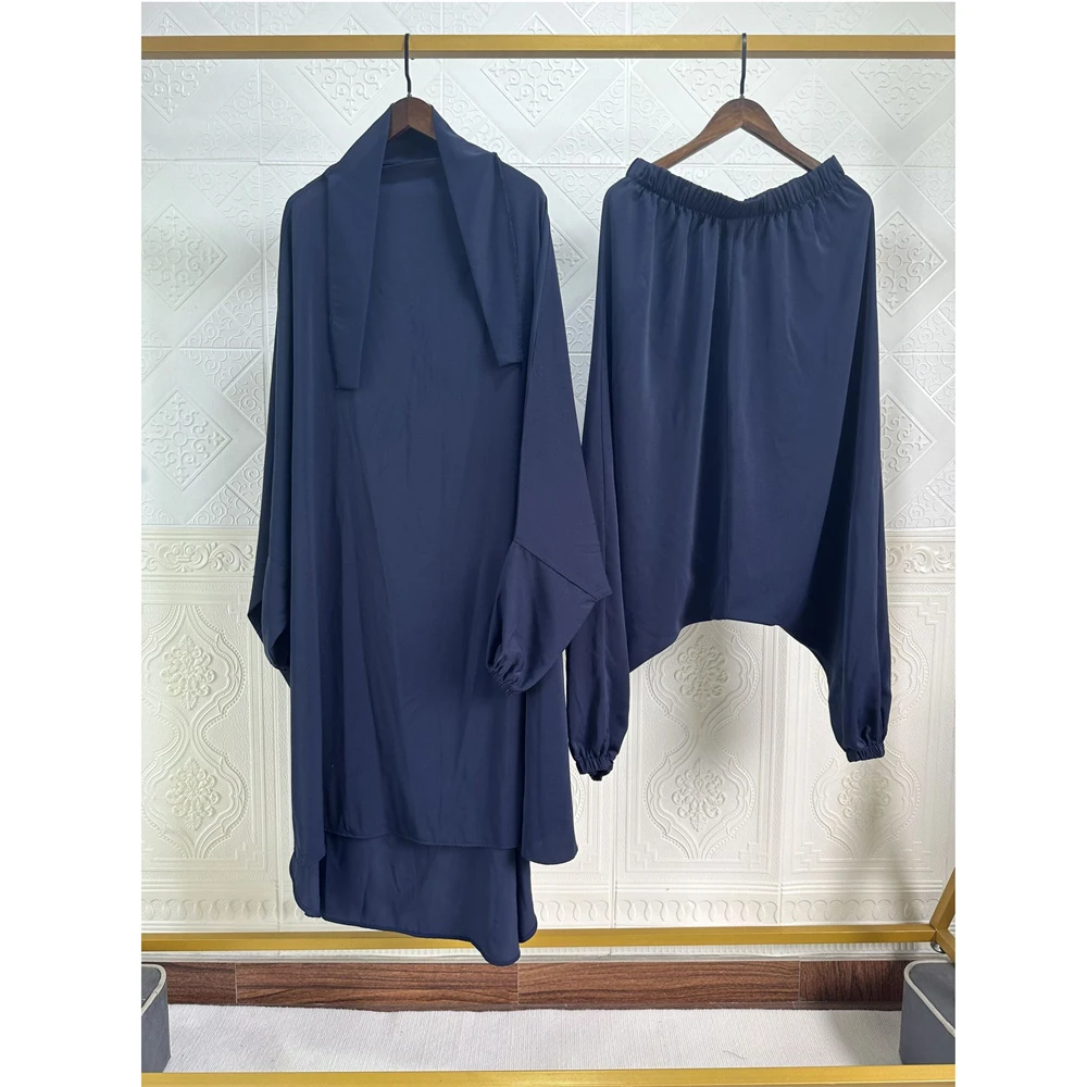 

Ramadan Eid Djellaba Prayer Suit Abaya Dubai Two Piece Muslim Robes Set Dress Abaya Turkey Islam Clothing for Women Middle East