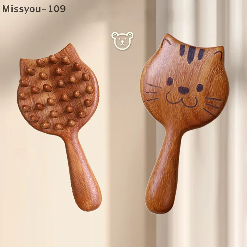 

Деревянная расческа-массажер для кожи головы в форме кошки — уменьшает осыпание и спутывается, легко чистится, с натуральной деревянной ручкой.