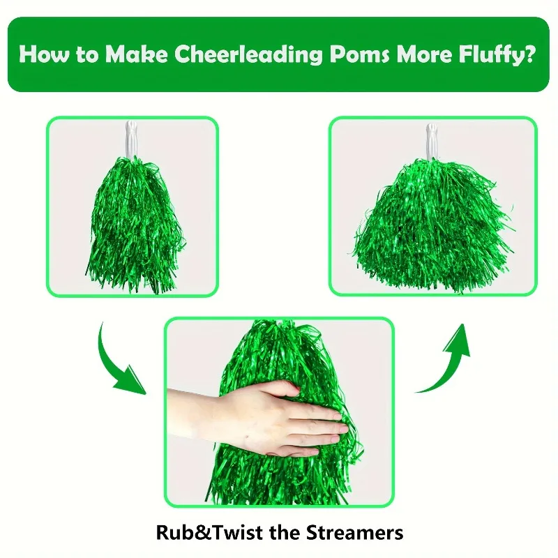 16Pcs Handle Cheer Pom Poms Cheerleading Hand Flowers Kids Dance Performance Cheer Decor