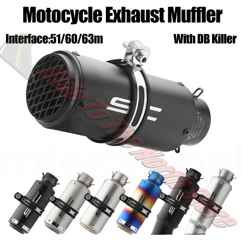 

51mm 60mm 63mm Slip On Stainless sc Exhaust Tail Pipe For Kawasaki Honda Yamaha KTM Suzuki CFmoto ETC Muffler Escape Modified