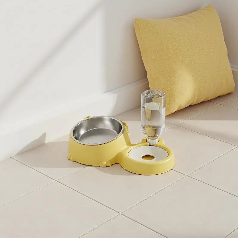 2 In 1 Pet Auto Feeder Automatic Food Bowl Water: Dispenser Dog Cat 16°Tilted Tray