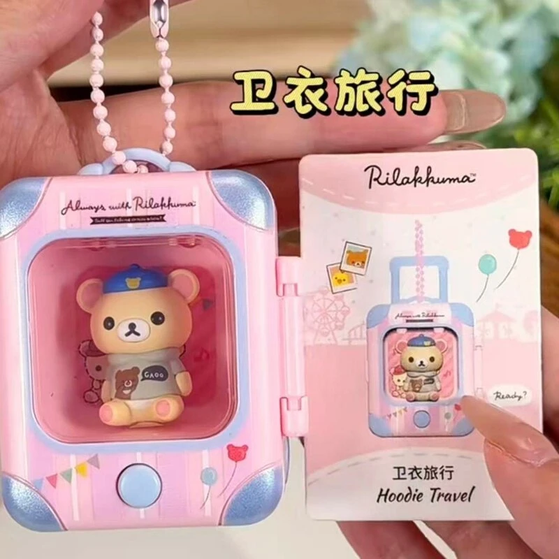 Оригинальный брелок San-X Rilakkuma Cozy Daily Series, мягкая пушистая мини-кукла-медвежонок в закрытой упаковке, с металлическим карабином для сумки