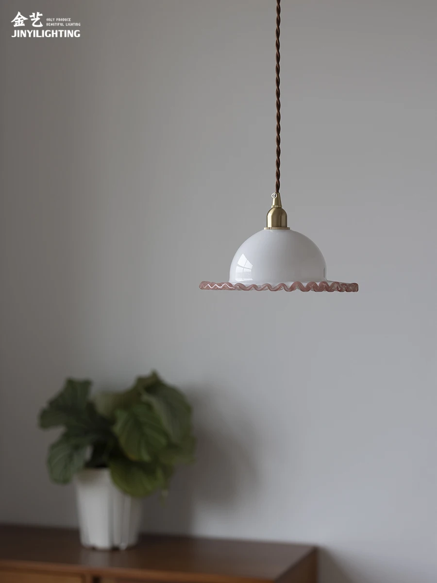 

Винтажный французский кружевной стеклянный подвесной светильник ручной работы, винтажный потолочный светильник для ресторана, бара, изголовья, прихожей, прихожей