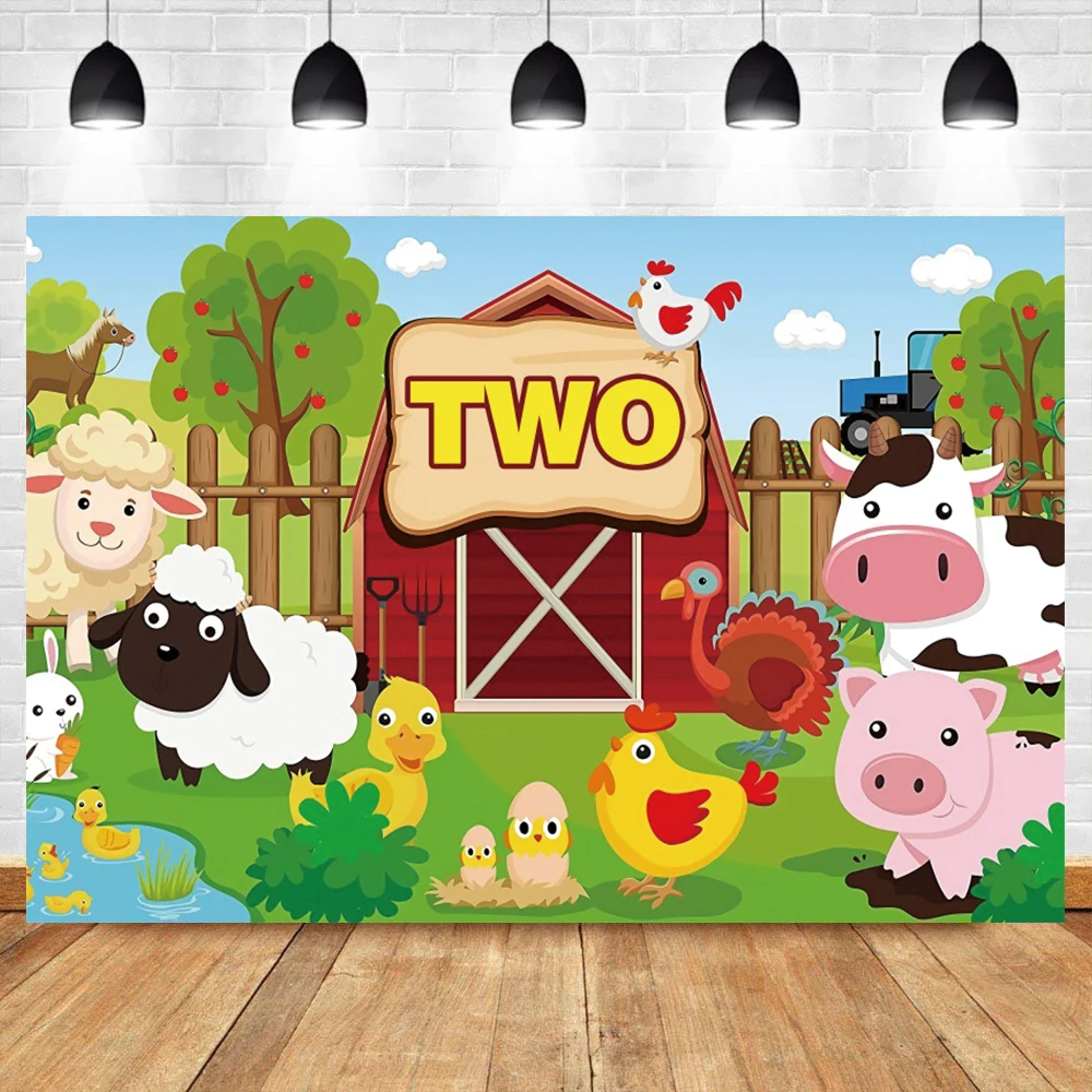 Laeacco Photography Backdrop Cartoon Rural Farm Baby Newborn Birthday Customized Banner Photocall Background For Photo Studio