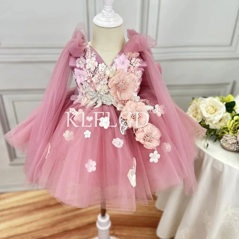 Toddler Pageant Dress New Gaul Butterfly Birthday Party Puff Skirt 0-6 Year Old Girls Elegant Dresses Special Occasion Clothing