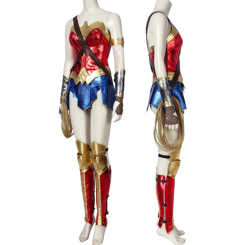 Super heroine Halloween Party Diana Prince Cosplay Wonder Girl Costume Adult Women Red Outfit Party Full Props Suit With Shoes