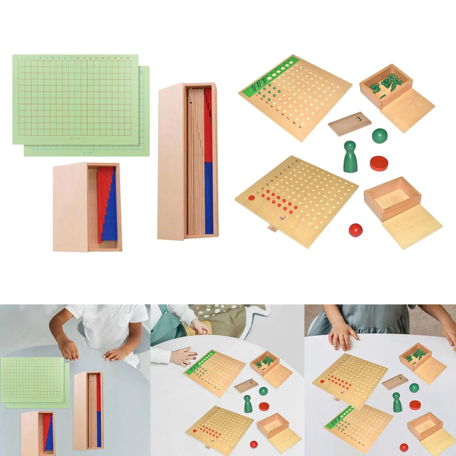 Montessori Math Toys Material with Card Arithmetic Teaching Aids Educational Wooden Toys Math Manipulatives for Boys Kids Girls