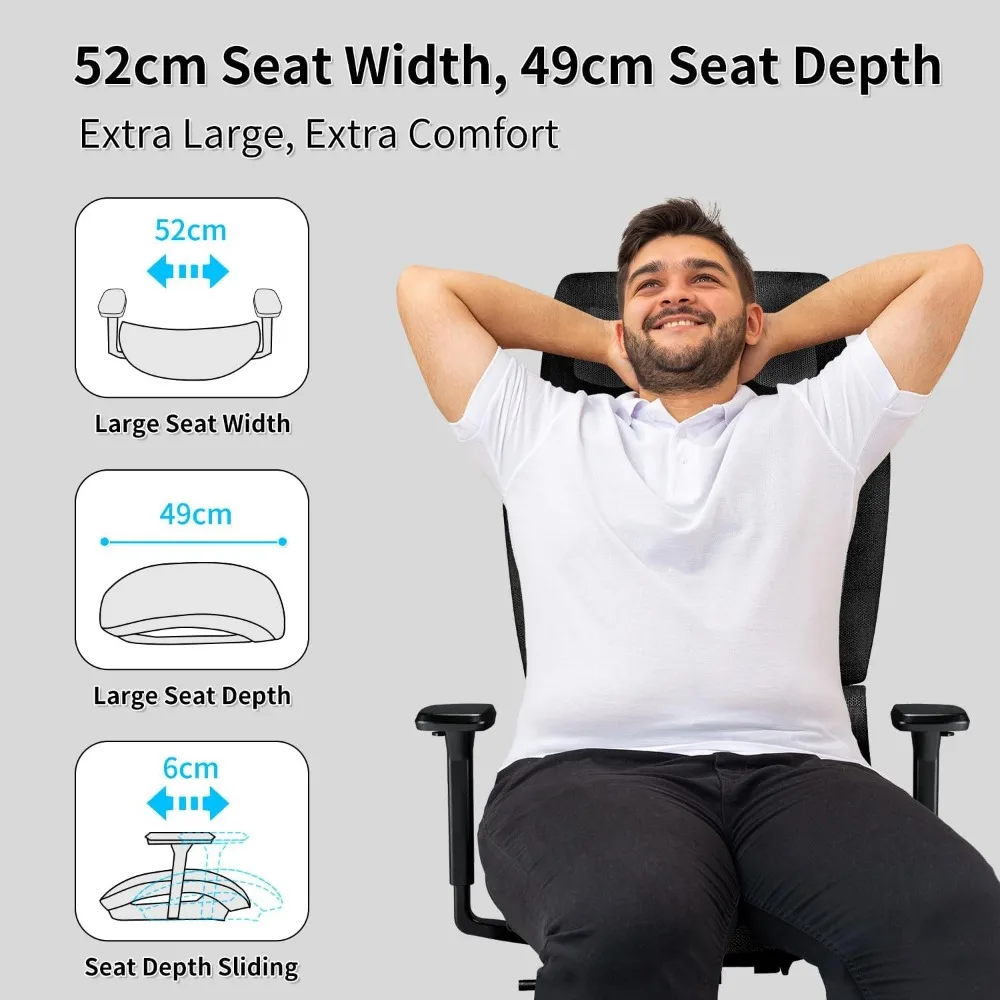 Ergonomic Office Chair with 3D Armrest, Big and Tall Computer Desk Chair with Adjustable Headrest, Seat Depth, Lumbar Support image 3