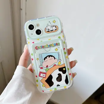 Roztomilý kreslený spánek pastelka Shin-chan peněženka karta šňůrka na telefon pouzdro pro iPhone 12 13 14 15 16 Pro Max Anime Shin-chan Y2k šňůrka na krk 6 nejlepší prodej Pouzdro na iPhone s pastelkou Shin Chan - №2
