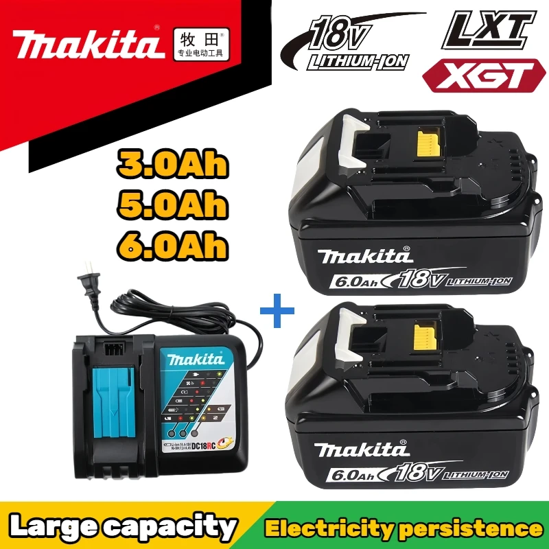 

Makita-100% Original Rechargeable Power Tool Battery, Replaceable LED Lithium-ion, 6.0 Ah/5.0Ah 18V LXT BL1860B BL1860BL1850