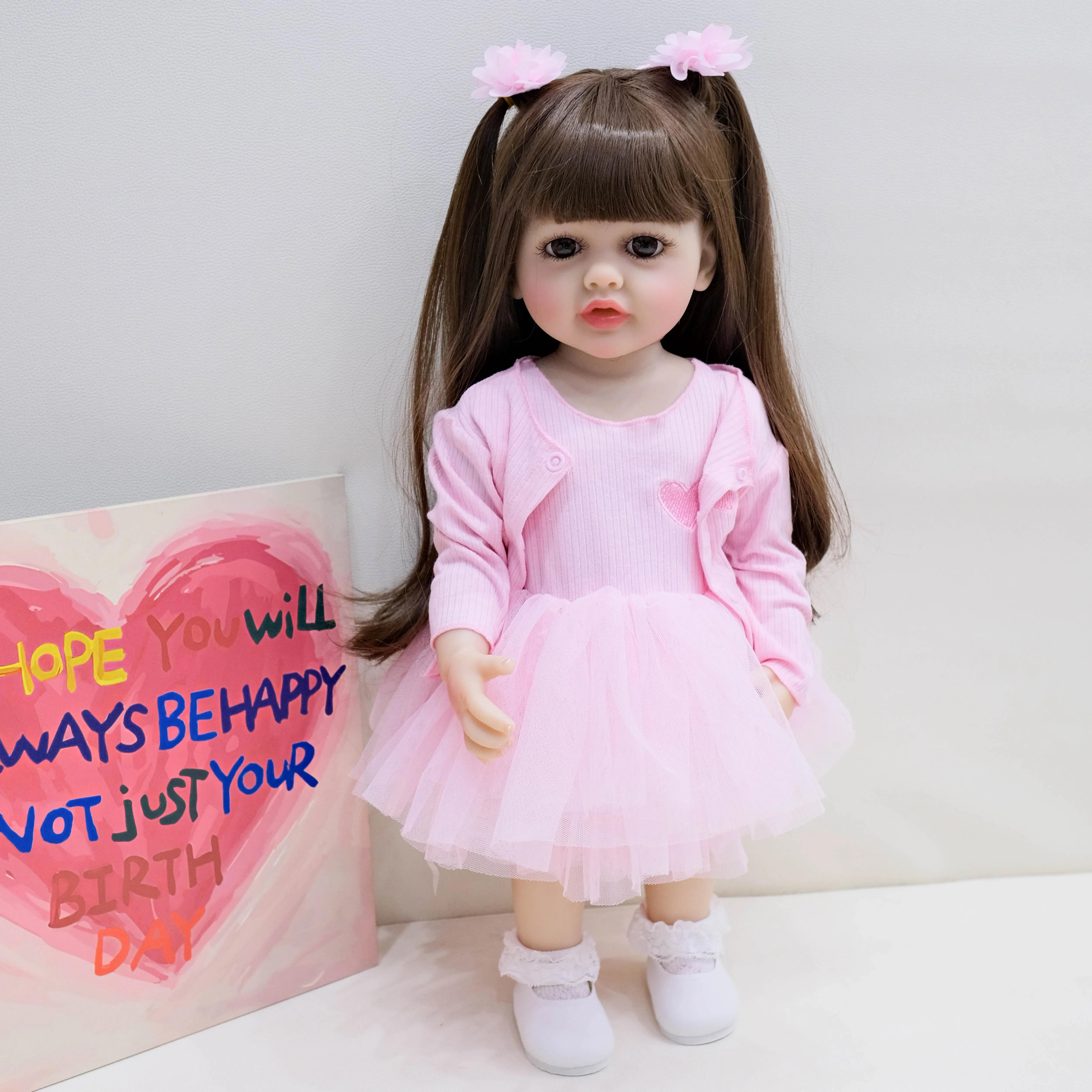 55CM Full Body Betty Soft Silicone Vinyl Reborn Toddler Girl Pretty Princess Lifelike Baby Doll Christmas Gift for Grils