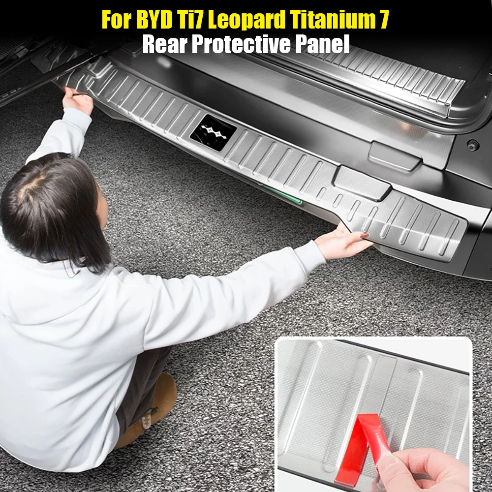 For BYD Ti7 Leopard Titanium 7 Trunk Guard Plate Car Rear Bumper Stickers Accessories Car Tailgate Guard Cover Threshold Strip