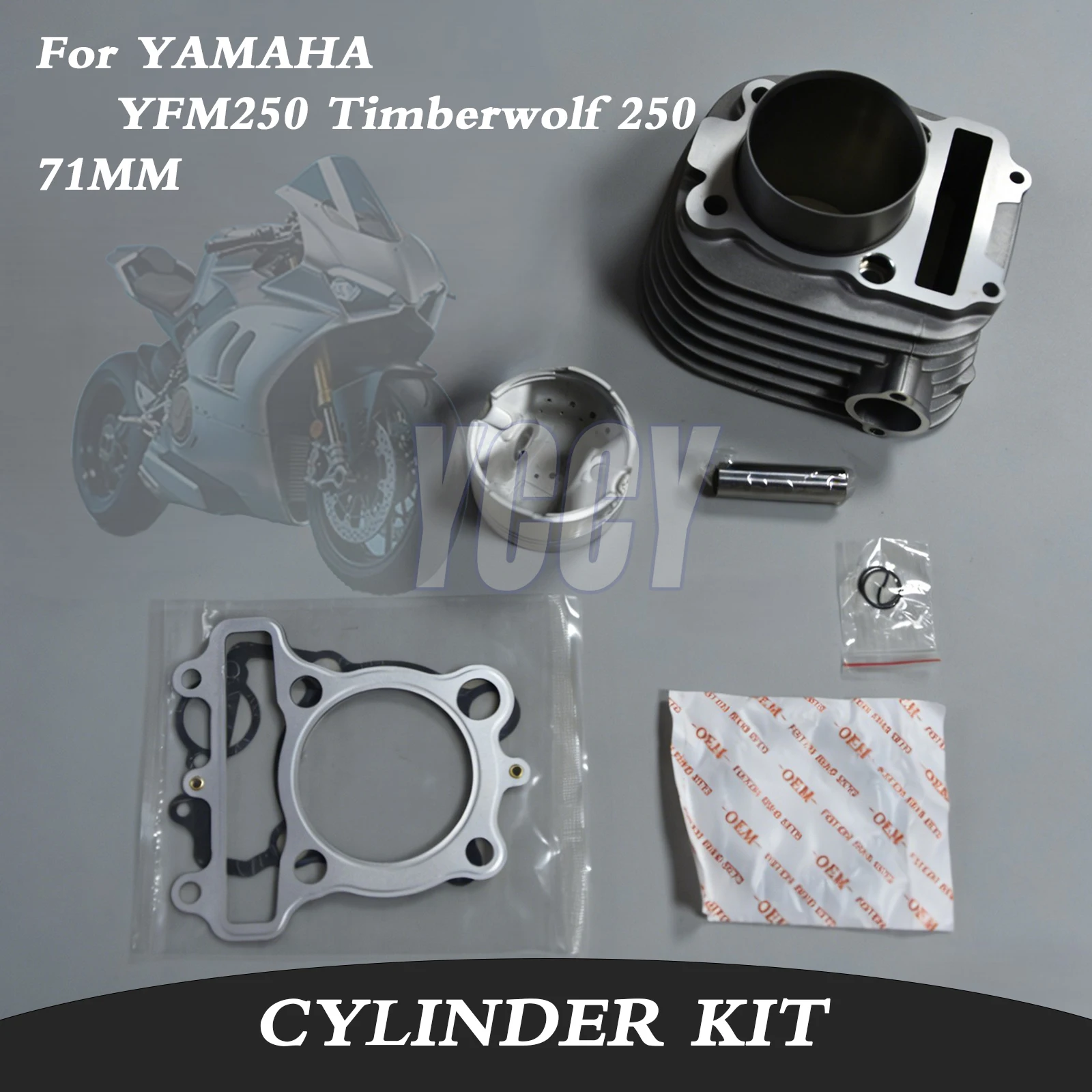Kit de Cilindro de Alta Calidad de 71MM para Motor de Motocicleta, Anillos de Pistón y Junta para YAMAHA YFM250 YFM 250 ATV Timberwolf 250 Moto-4
