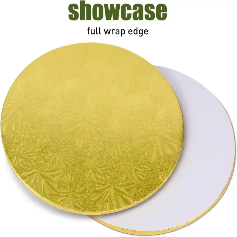 Hot 1 PCS 10 Inch Golden Round Cake Boards Circle Cardboard Base Cupcake Dessert Tray Birthday Party Cake Decorating Supplies