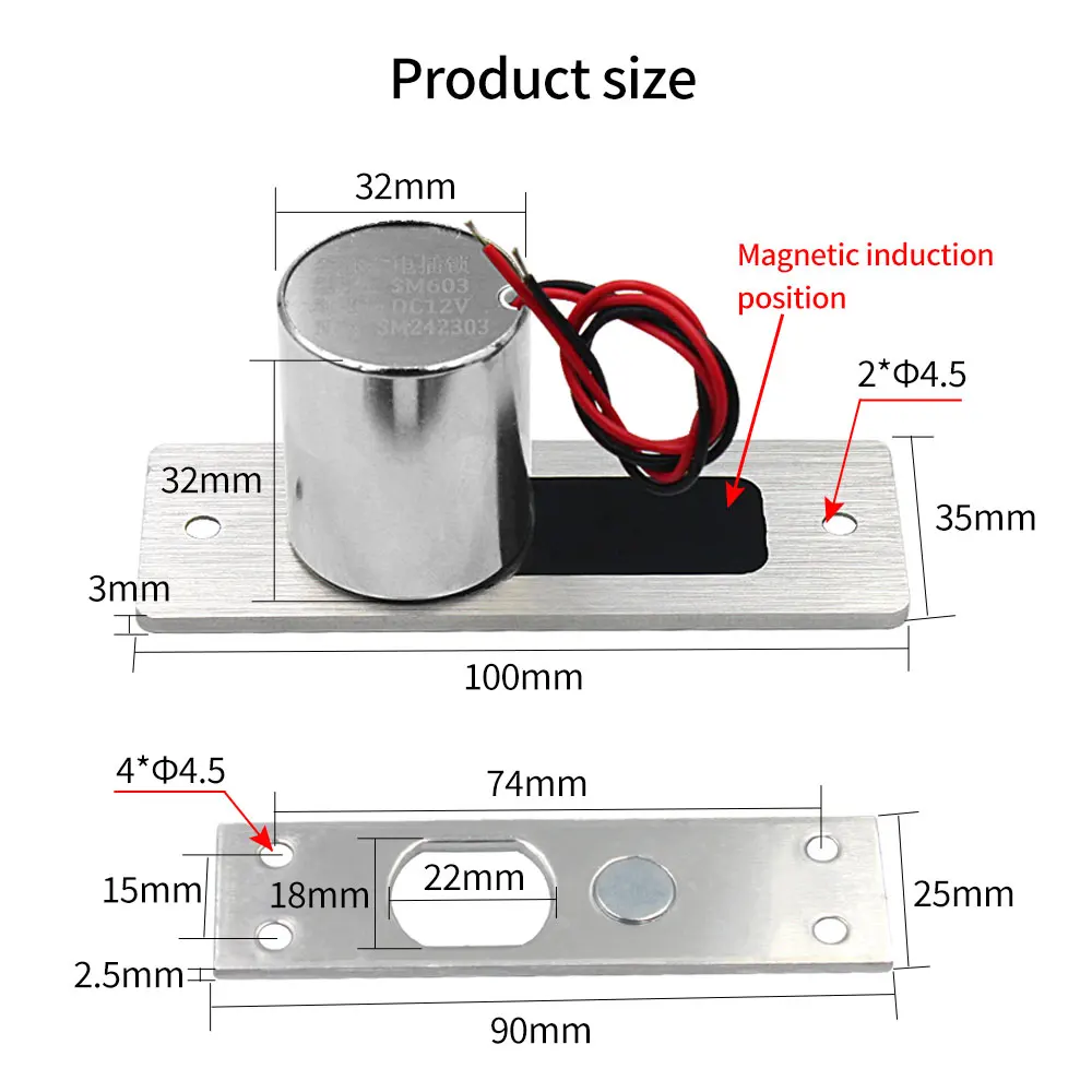 Mini Waterproof Electric Bolt Lock Fail Safe DC 12v Access Control Deadbolt Mortise Door Lock NC Electronic lock Low Temperature