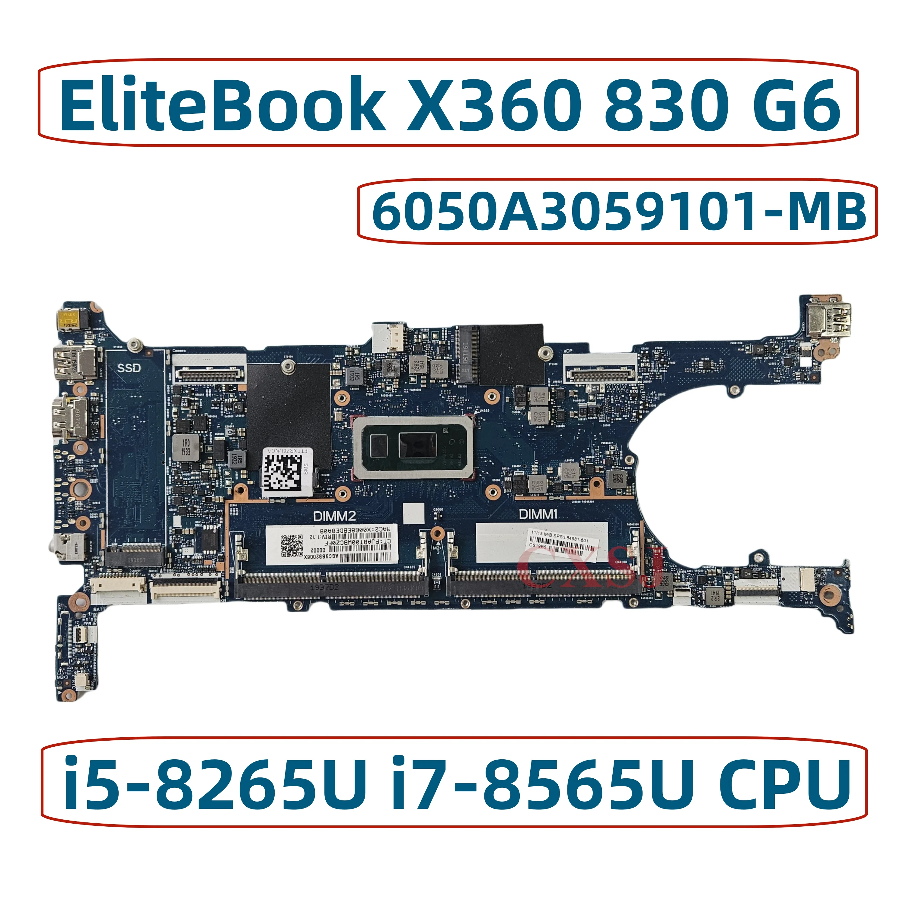 

For HP EliteBook X360 830 G6 Laptop Motherboard With Intel i5 i7 CPU DDR4 6050A3059101-MB-A01 L64982-601 L64979-601 L65059-601