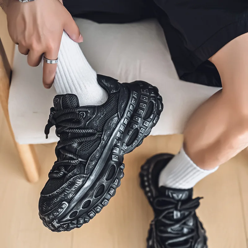 

Мужские кроссовки на платформе, осенние новые дышащие нескользящие кроссовки с перекрестной завязкой, удобная модная повседневная обувь, увеличивающая рост