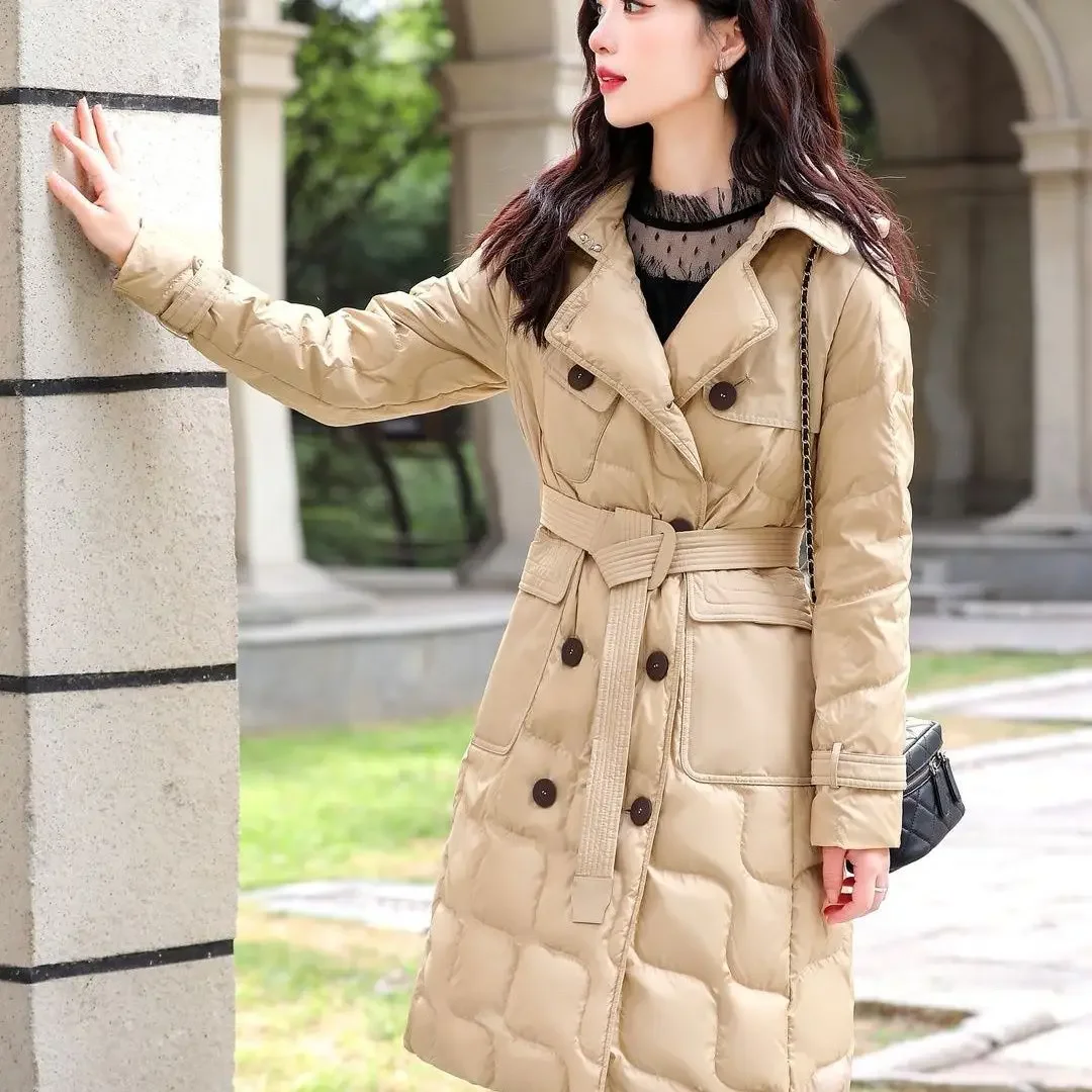 2025 Winter Fashion New Women's Down Jacket Commuting Slimming Strap Up Suit Collar Down Jacket