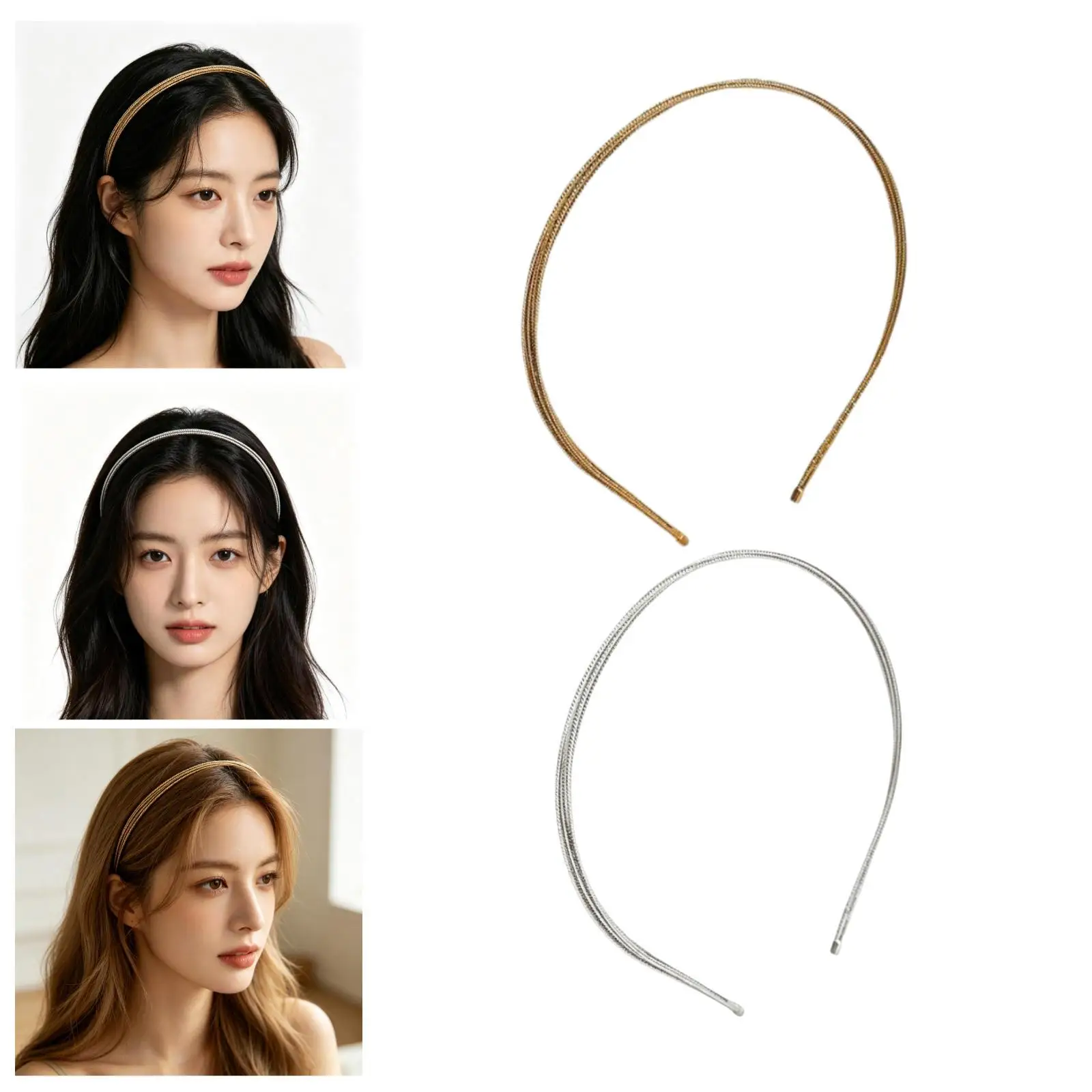 Alloy Hair Hoop Trendy Elegant Lightweight Glittery Headband for Daily Makeup