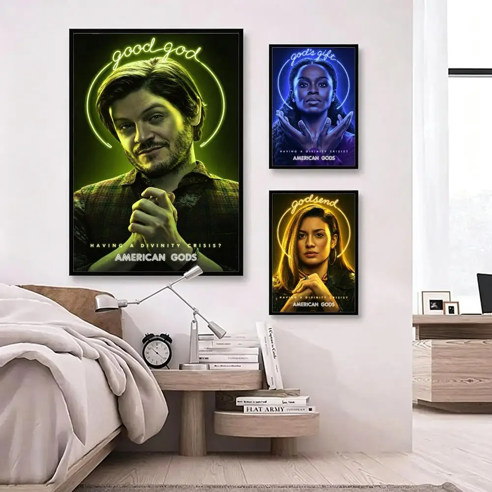 series American Gods Poster Poster HD Waterproof Self-adhesive Art Print Wall Decor for Bedroom Living Room Gift
