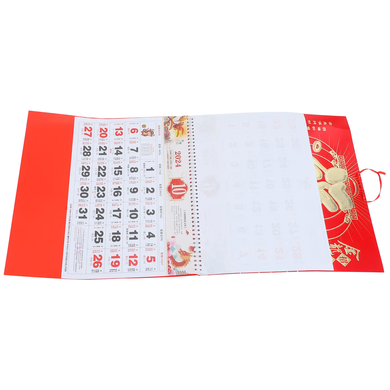 

2024 Lunar Calendar Golden Foil Lucky Character Hanging Monthly Planner Traditional Home Office Accessory Wall Schedule