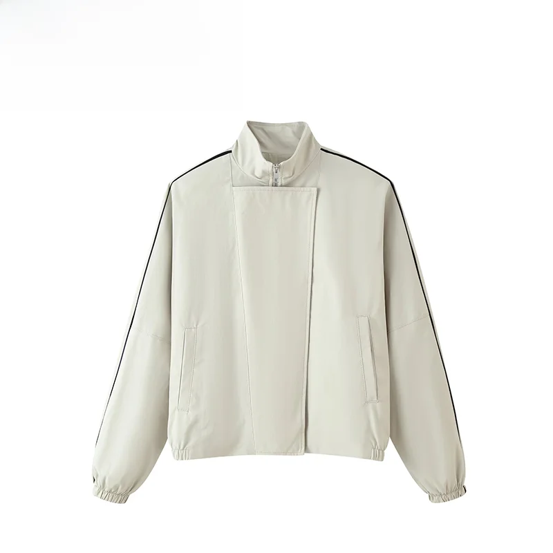 Fashionable Pilot Jacket Outerwear ZR Autumn New Arrival Women's Loose Fit Polyester Long Sleeve Zipper Closure No Hat Included