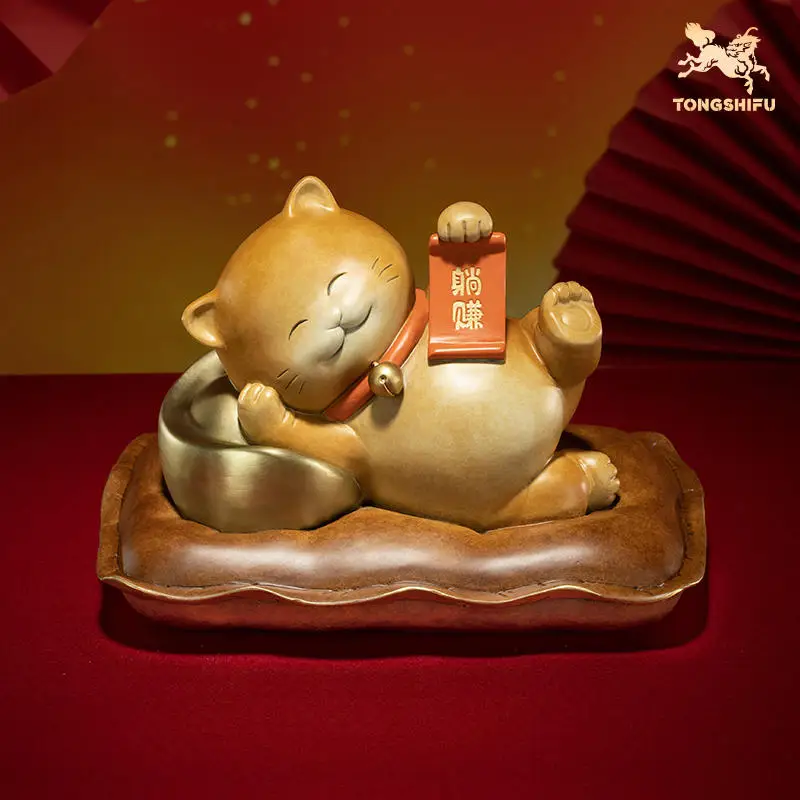 2023 CHINA JAPAN Asia Royal Advanced crafts Auspicious lucky Fortune  COPPER statue Recruit wealth good luck mascot Ornament