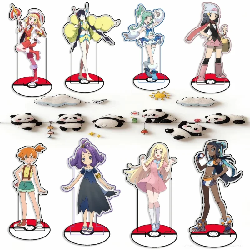 Figurines en acrylique recyclé pour Pokémon Serena Elesa Skyla Dawn Lillie Misty, décoration de bureau, créativité décorative, cadeau mignon, 15 cm