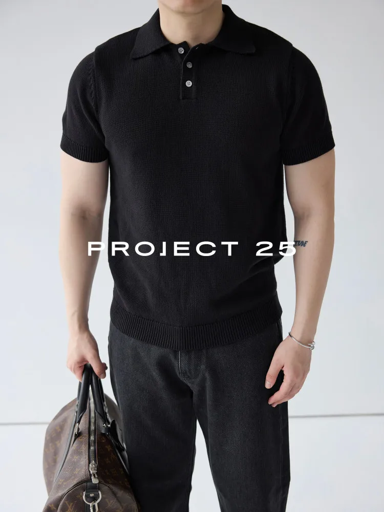 PROJECT 25 Men's American Heavyweight Coarse-Knit Cotton Polo Shirt Classic Short Sleeve Collared Tee for Casual & Commuter Wear