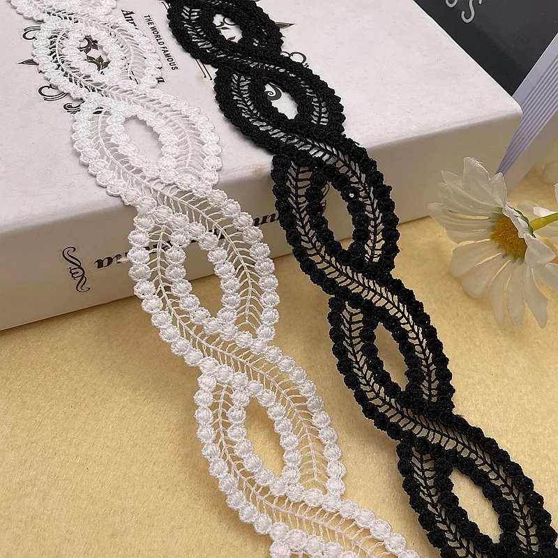 4cm Wide White Black High Quality Mesh Embroidered Lace Wedding Dress for Women Applique Curtains Fringe Sewing Fabric Crafts