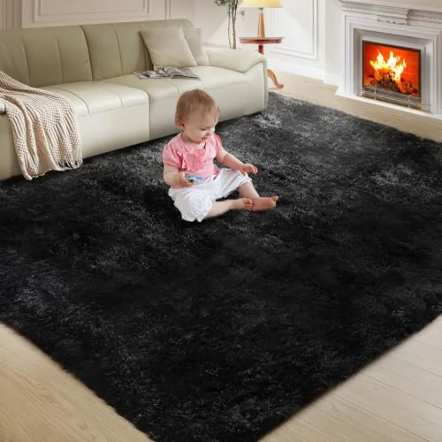 

Ultra Soft 8X10 Fluffy Shag Area Rug for Living Room Bedroom, Modern Fuzzy Anti-Skid Durable Shaggy Carpet in Black