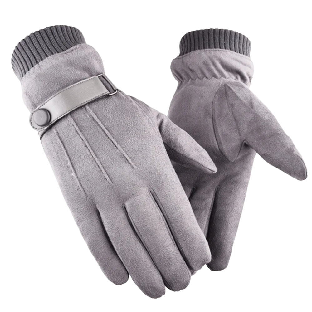 Soft Solid Color Suede Gloves Windproof Korean Style Winter Warm Gloves Full Finger Thicken Men Mittens Student